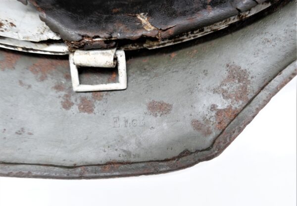 Deutscher Helm - Stahlhelm M35 DD - E.F. (Emaillierwerke Fulda) 62 - Doppelemblemer - Fundzustand mit viel Restfarbe – Bild 6