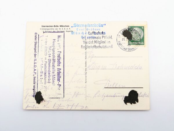Postkarte - Gründungsecke der NSDAP im Sternecker Bräustübl München - Bayern - Sterneckerbräu – Bild 3