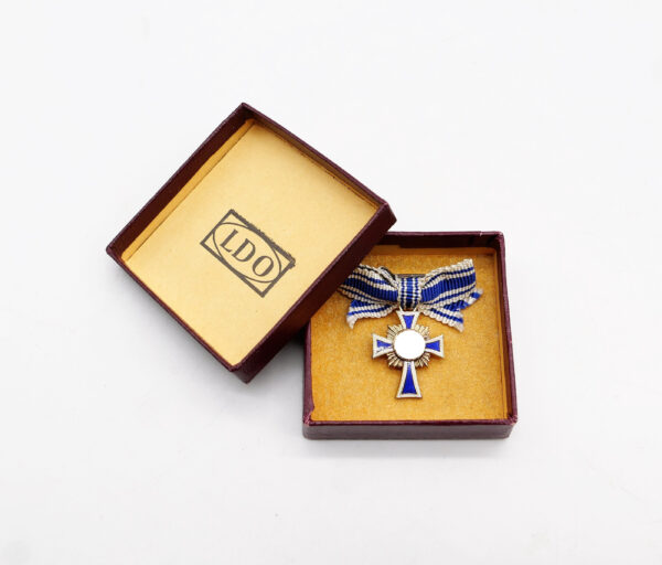 Miniatur zum Mutterkreuz Gold - Im LDO Etui – Hersteller L/60 (Gustav Brehmer, Markneukirchen)