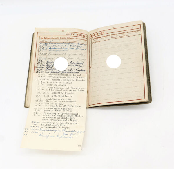 Wehrpass - Wehrmachts-Führerschein - Eines Unteroffiziers der 4. Komp. Kw. Tr. Regt. 605 - Umfangreicher Gefechtskalender – Bild 12