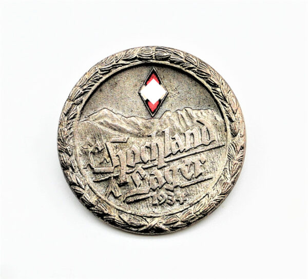 Abzeichen – HJ (Hitlerjugend) - Hochland Lager 1934 - Hersteller Deschler & Sohn, München