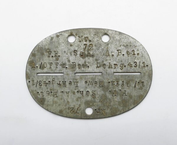Erkennungsmarke – F. F. SCH. A. B. 61. 1./Offz. Bew. Lehrg. 43/1 – EKM – Dogs Tag - Luftwaffe – Bild 2