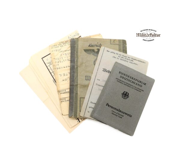 Wehrpass - Wehrmachts-Führerschein - Eines Unteroffiziers der 4. Komp. Kw. Tr. Regt. 605 - Umfangreicher Gefechtskalender