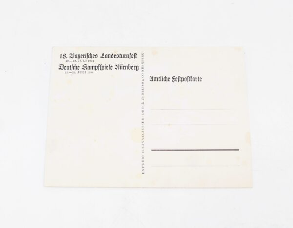 Amtliche Feldpostkarte - 18. Bayrisches Landesturnfest – Nürnberg 20. – 22. Juli 1934 - Deutsche Kampfspiele Nürnberg 23. - 29. Juli 1934 – Bild 2