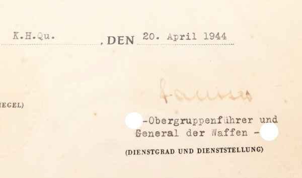 Urkunden eines Obergefreiten der 2./Pz.K.N.A. - VWA - KVK Urkunde mit Unterschrift SS Obergruppenführer Paul Hausser – Bild 5