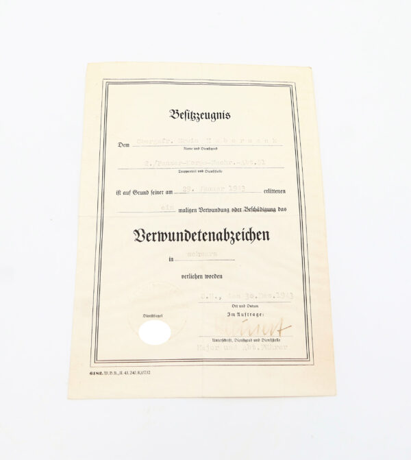 Urkunden eines Obergefreiten der 2./Pz.K.N.A. - VWA - KVK Urkunde mit Unterschrift SS Obergruppenführer Paul Hausser – Bild 3