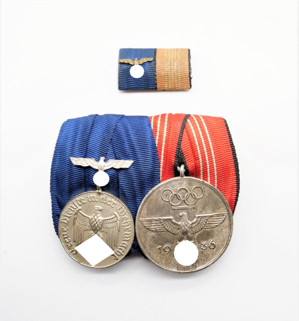 2er Ordensspange – Dienstauszeichnung für 4 Jahre – Deutsche Olympia-Erinnerungsmedaille 1936 - Mit Feldspange