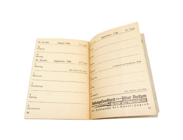 HJ (Hitlerjugend) - Merkbuch 1936 - Gestiftet von der BIOX-ULTRA Fabrik Max Elbe A. G. Dresden – Bild 2