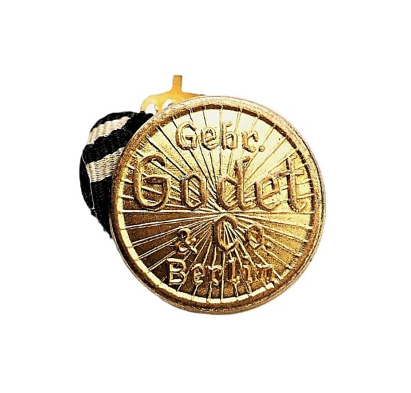 Preussen - Knopflochminiatur - EK Band - Krone und Schwerter zum Hausorden von Hohenzoller - Hersteller Gebr. Godet & Co., Berlin – Bild 2