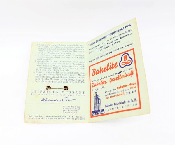 Ausweiskarte und Abzeichen zur Leipziger Frühjahrsmesse 1936 - Nummerngleich – Bild 3