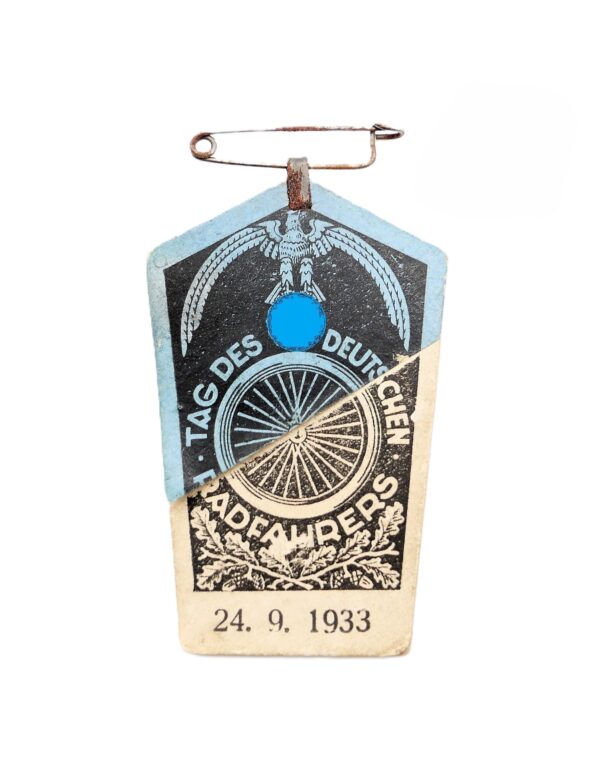Abzeichen aus Pappe - Tag des deutschen Radfahrers - 24. 09. 1933