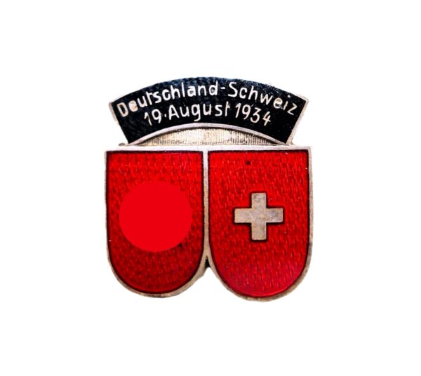 Abzeichen - Deutschland-Schweiz 19. August 1934 - Hersteller Deschler & Sohn, München - Fußball - Fußballspiel