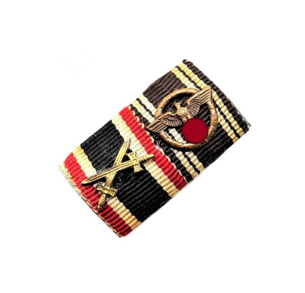 Feldspange - Kriegsverdienstkreuz 2. Klasse mit Schwerter - NSDAP Dienstauszeichnung Bronze - Mit Adler Auflage - KVK - Bandspange