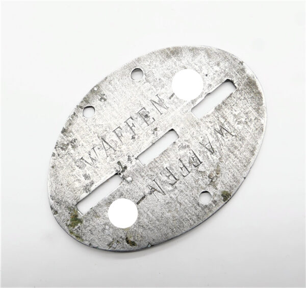 Erkennungsmarke Waffen SS – FGD A. u. E. KP. - Frontfertigung aus Aluminium - EKM – Dogs Tag – Bodenfund – Bild 3