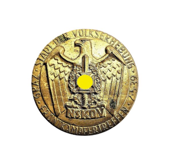 Abzeichen - NSKOV - Graz - Stadt der Volkserhebung, Frontkämpfertreffen 7.5.1939 - Hersteller Schwertner und Cie, Graz