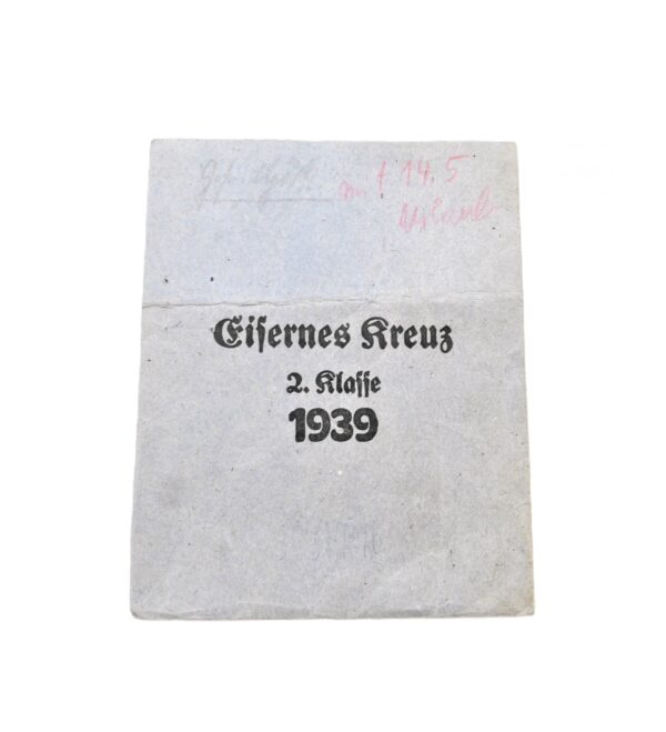 Verleihungstüte - Eisernes Kreuz 2. Klasse 1939 – Hersteller Walter & Henlein, Gablonz - EK