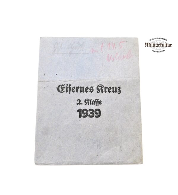 Verleihungstüte Eisernes Kreuz 2. Klasse 1939 – Hersteller Walter & Henlein, Gablonz - EK