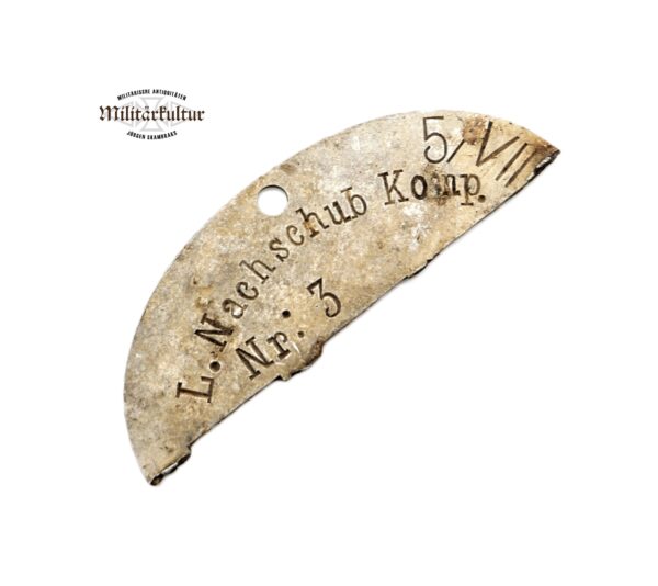 Erkennungsmarke L. Nachschub Komp. - 5/VII - Niedrige Stammrollennummer 3 - EKM – Dogs Tag – Bodenfund