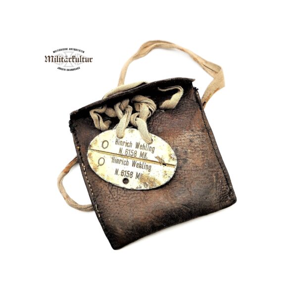 Erkennungsmarke Kriegsmarine - N 6158 MK – Komplett mit Tasche – EKM – Dogs Tag