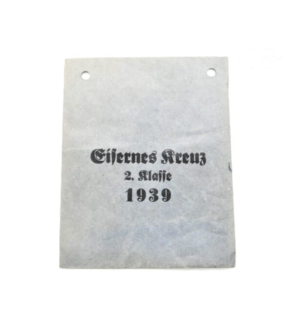 Verleihungstüte zum Eisernes Kreuz 2. Klasse 1939 - Hersteller Ordenfabrik Fritz Zimmermann, Stuttgart - EK