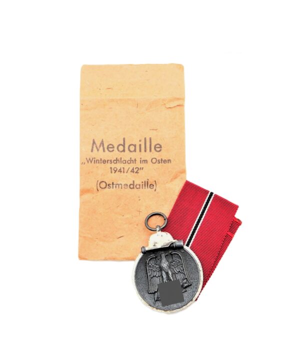 Medaille Winterschlacht im Osten 1941/42 – Hersteller 100 (Rudolf Wächtler & Lange, Mittweida) – Mit Verleihungstüte - WIO
