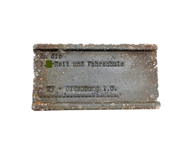 Schild - An die 1. SS Reit- und Fahrschule 23 - Oldenburg i. O. - Bodenfund - Platte ADREMA Karteikartensystem – Bild 2