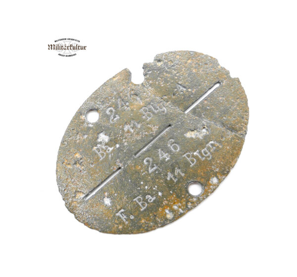 Erkennungsmarke – F. Ba. 11 Blgr. A (Feldeisenbahn-Betriebs-Amt) – EKM – Dogs Tag – Bodenfund