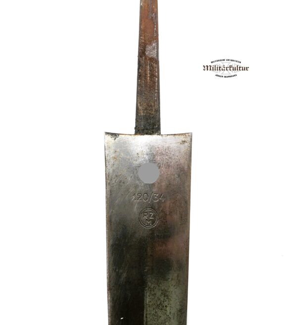Klinge eines SS Dienstdolch M33 - Frühe Fertigung. RZM 120/34 (Unbekannter Hersteller) – Bild 3
