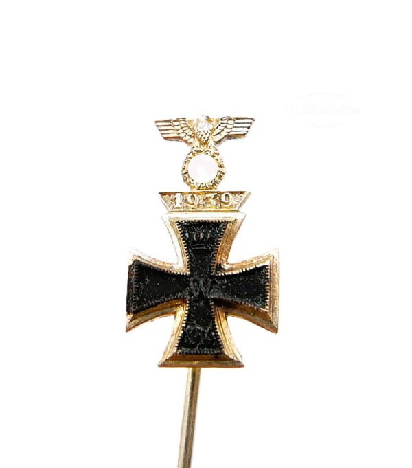 16 mm Miniatur - Eisernes Kreuz 1. Klasse 1914 - Mit aufgesetzter Wiederholungsspange - EK - WHS