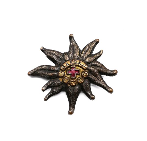 Abzeichen - Edelweiß - Mützenzeichen des Roten Kreuz – Kappenabzeichen – Rotes Kreuz - Edelweiss