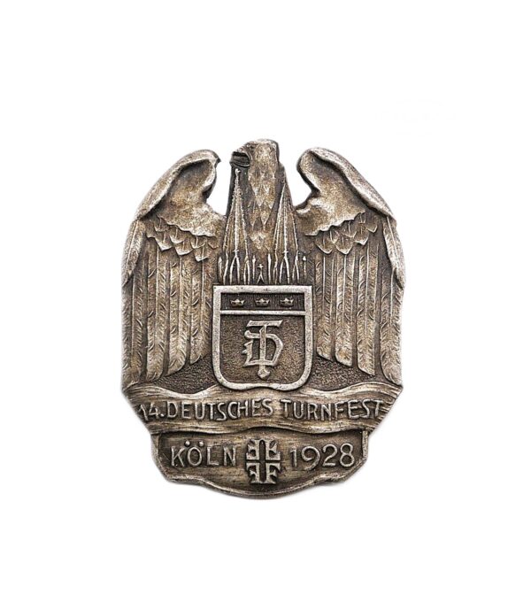 Abzeichen – 14. Deutsches Turnfest Köln 1928 – Hersteller Carl Poellath, Schrobenhausen
