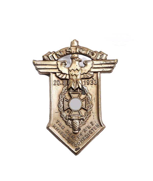 Abzeichen - NSKK Tag der Pfälz. Kriegsbeschädigten - 20. 8. 1933 - Hersteller F. Mannheim, Kaiserslautern
