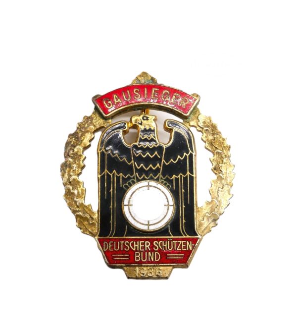 Abzeichen DSB (Deutscher Schützenbund) – Gausieger 1936 – Hersteller O. Fechler, Bernsbach