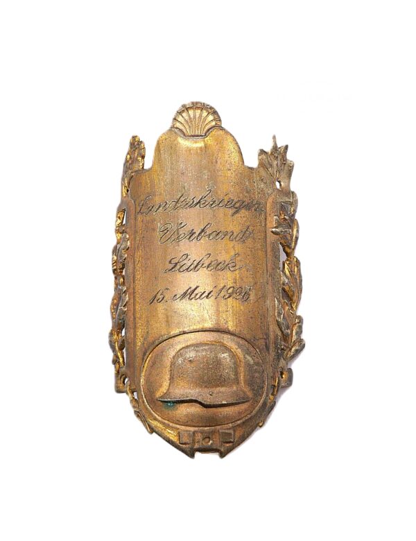 Fahnennagel – Stocknagel – Landeskriegerverband Lübeck – 15. Mai 1926 – Mit abgebildeten Stahlhelm