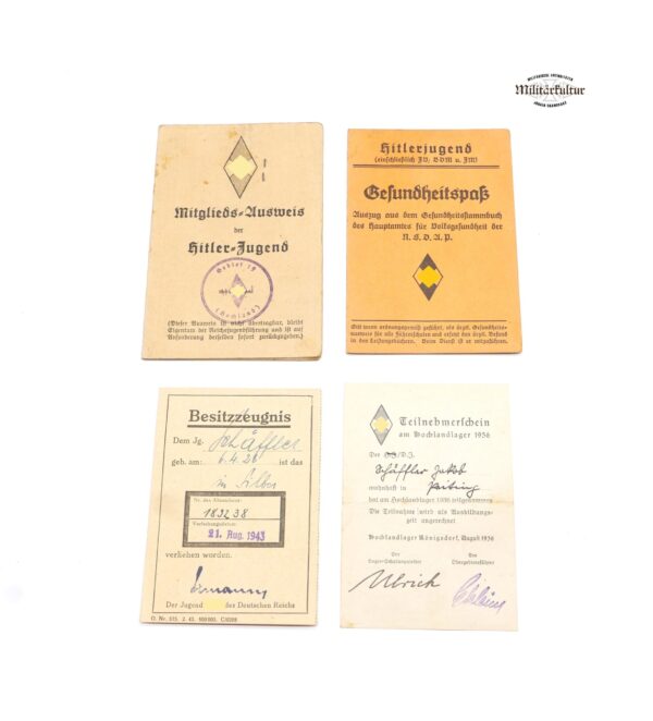 DJ/HJ (Hitlerjugend) – Papier Konvolut – Mitgliedsausweis – Leistungsbuch – Gesundheitspaß – Hochland – DAF – Arbeitsbuch – Bild 2