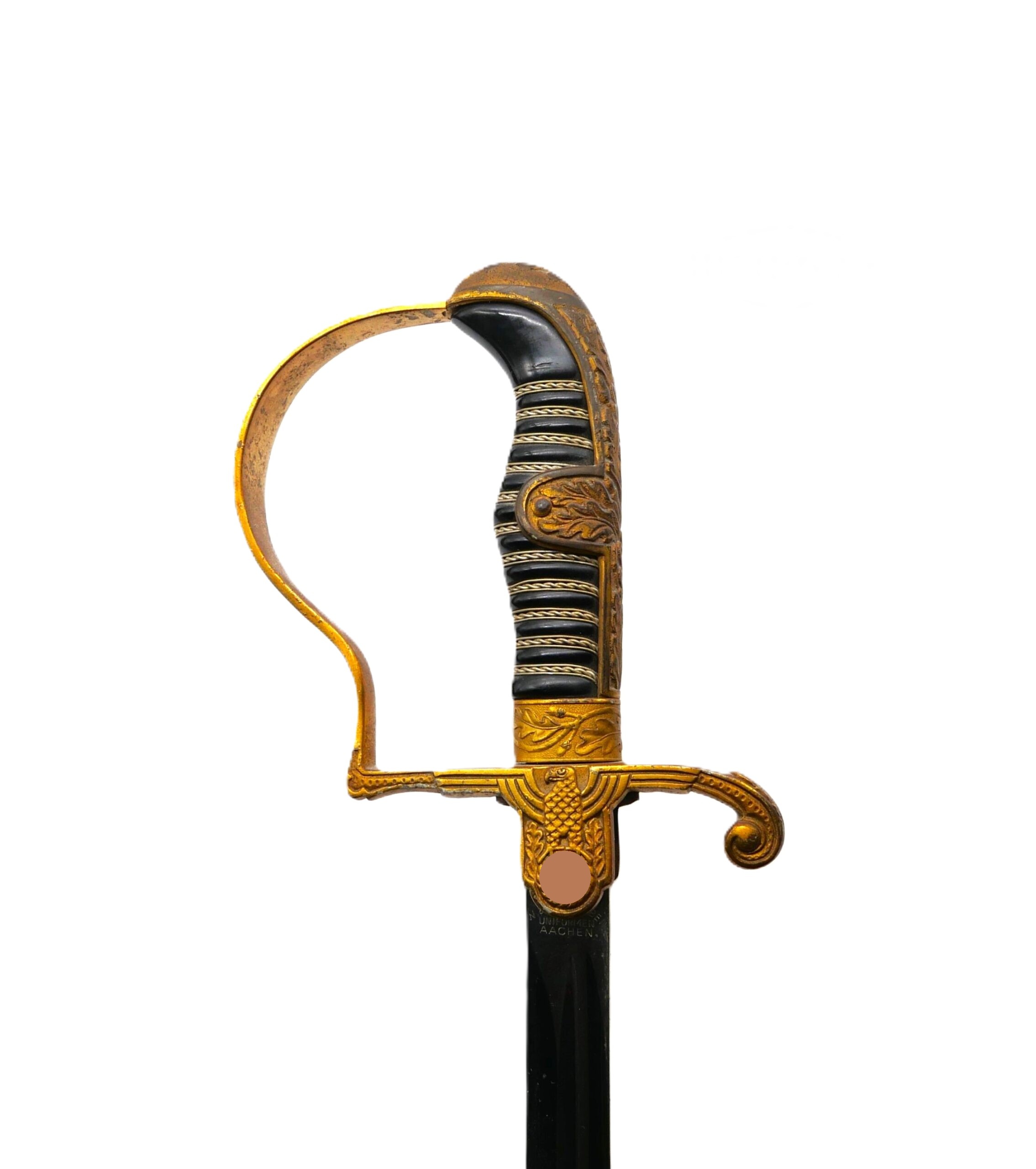 Wehrmacht Säbel - Offizierssäbel - Markiert mit dem Hersteller Eickhorn, Solingen und den Händler N. & L. Schebben, Uniformen Aachen