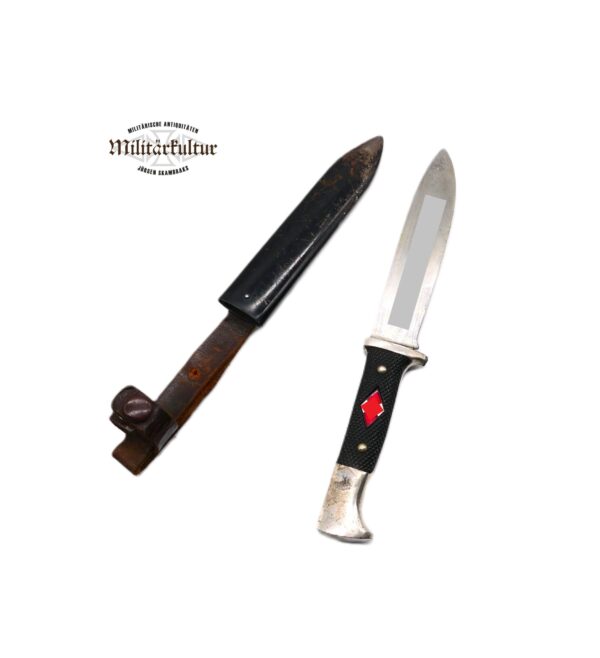 HJ (Hitlerjugend) – Messer – Fahrtenmesser – Hersteller E. V. S (Emil Voos, Solingen) – EVS – Mit Devise