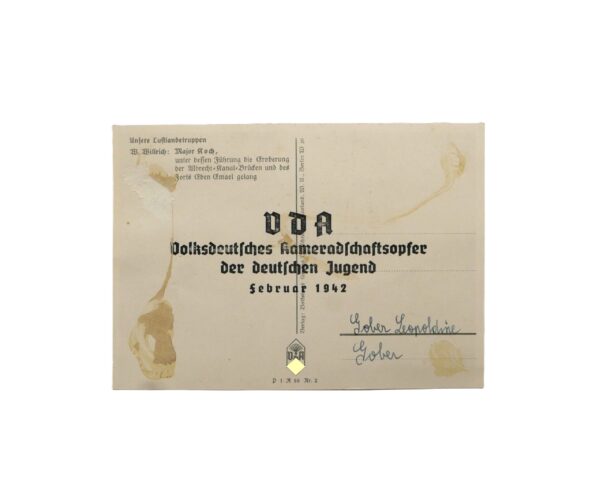 VDA Postkarte - Ritterkreuzträger Major Koch - W. Willrich – Bild 2