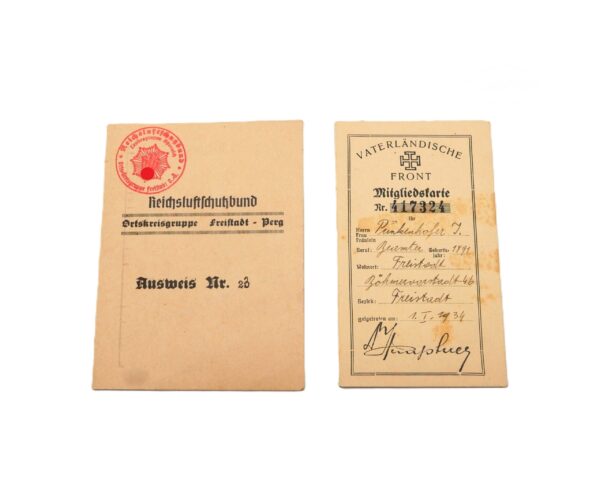Mitgliedskarte NSDAP mit Anhang - Mitgliedskarte Vaterländische Front - Ausweis RLB (Reichsluftschutzbund) – Bild 4