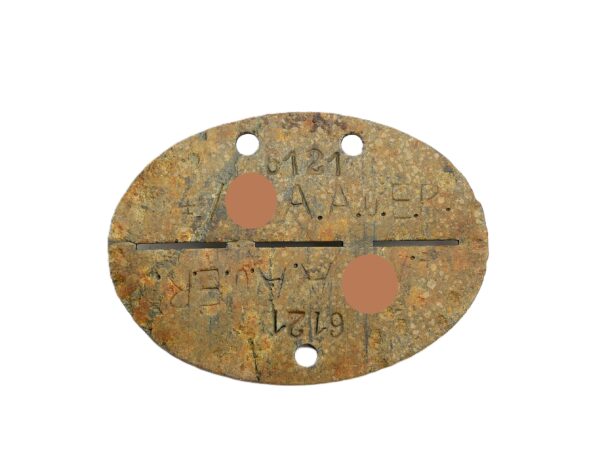 Erkennungsmarke Waffen SS – 4. / SS A. A. u. E. R. (Artillerie Ausbildung und Ersatz – Regiment) – EKM – Dogs Tag – Bodenfund – Bild 2