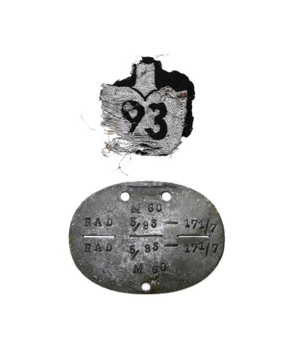 Erkennungsmarke – RAD (Reichsarbeitsdienst) 5/93 – 171/7 – M 60 – EKM – Dogs Tag - Ärmelspaten - Bodenfund