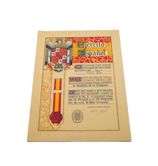 Urkunde – Verleihungsurkunde – Spanienkreuz Bronze mit Schwerter – Medalla de la Campaña – Mit dem Anschreiben und Umschlag - Legion Condor – Bild 4