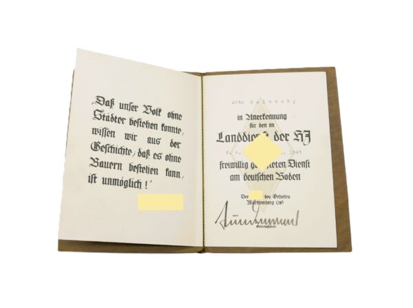 Urkunden – HJ (Hitlerjugend) Anerkennung für den Landdienst – Eisernes Kreuz 2. Klasse 1939 – 1./Pz. Jg. Abt. 15 – Panzer - Obersoldat – Bild 3