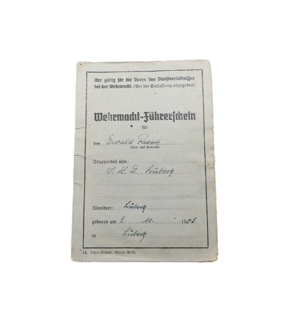 Wehrmacht Führerschein - Luftgaukommando XI