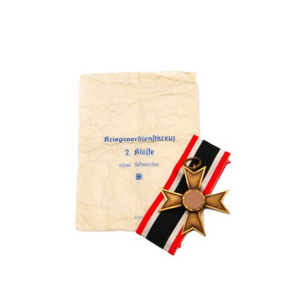 Kriegsverdienstkreuz 2. Klasse ohne Schwerter – Mit der seltenen Tüte aus Cellophan – Verleihungstüte - KVK