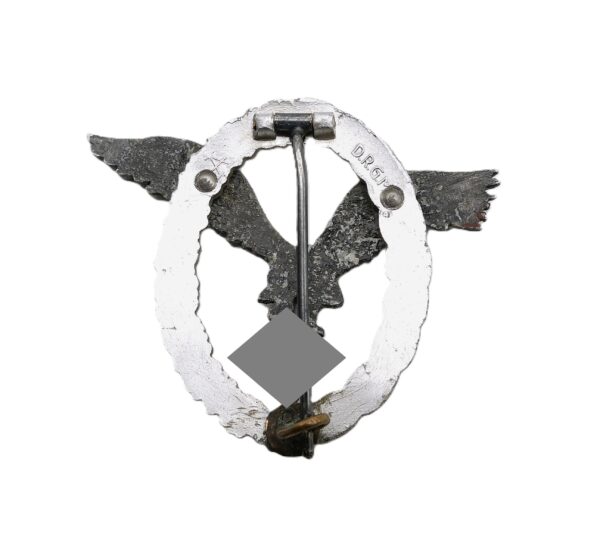 Flugzeugführerabzeichen Aluminium – Flache Ausführung - Hersteller A (F. W. Assmann & Söhne, Lüdenscheid) – DRGM – Luftwaffe – Bild 2