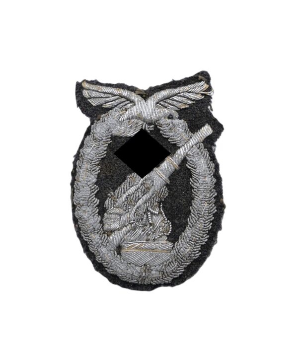Flakkampfabzeichen der Luftwaffe – Ausführung in Stoff – Metallfaden – Handgestickt – FKA
