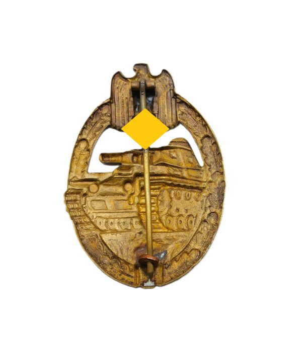 Panzerkampfabzeichen Bronze – Hohlprägung - Hersteller Karl Wurster KG, Markneukirchen – Buntmetall - PKA – Bild 2