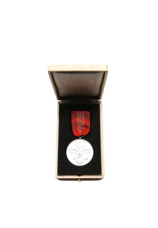 Deutsche Olympia-Erinnerungsmedaille – Berlin 1936 – Im Etui – Verleihungsetui – Medaille