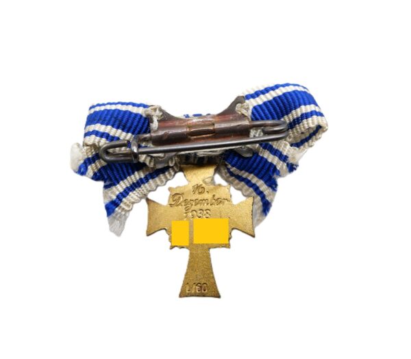 Miniatur zum Ehrenkreuz der Deutschen Mutter – Hersteller L/60 (Gustav Brehmer, Markneukirchen) – Mutterkreuz – Gold – Aus alten Händlerbestand – Bild 3